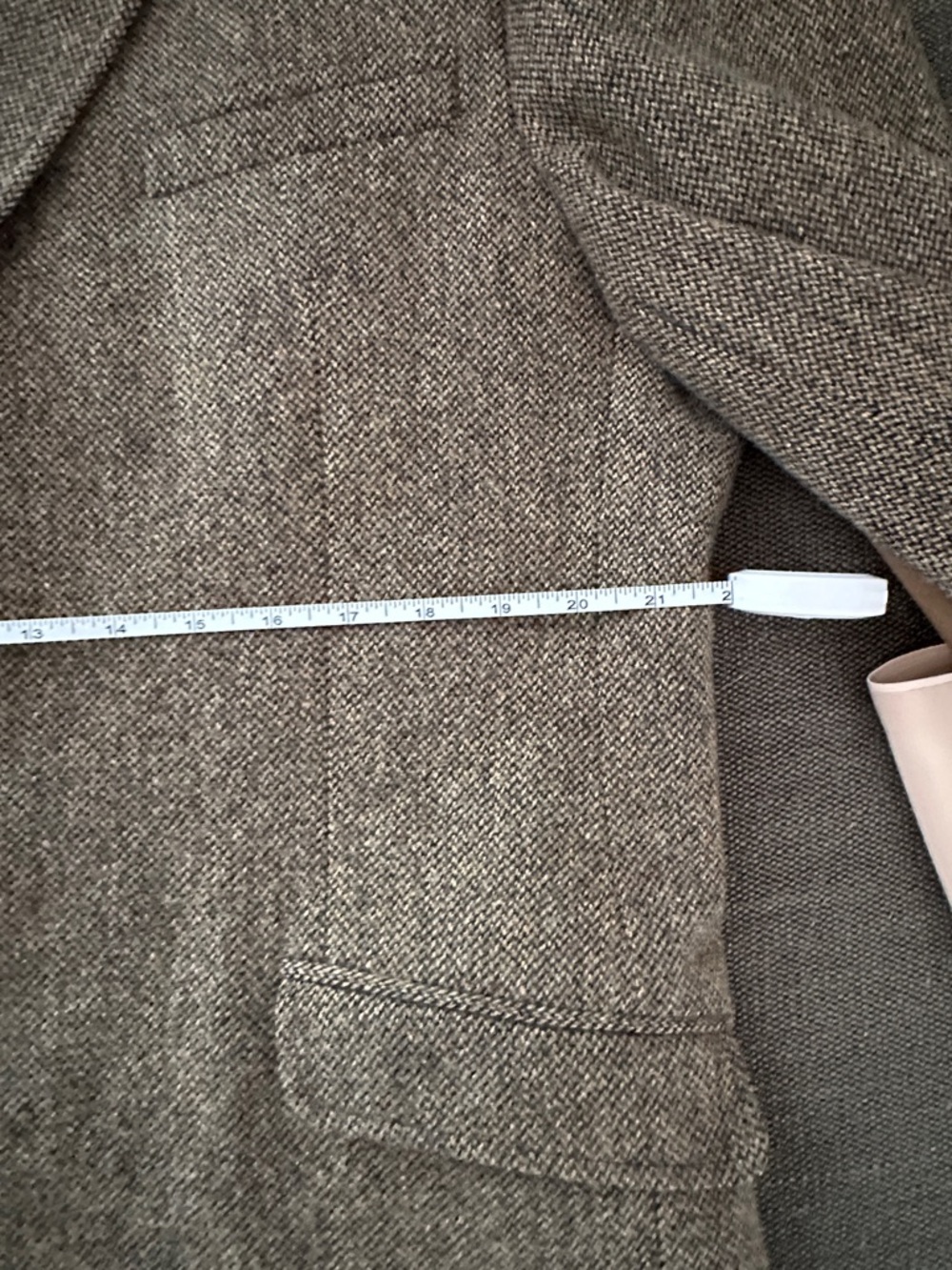 Jos. A. Bank Brown Herringbone Tweed Sport Coat with Tan Elbow Patches - Picture 8 of 11